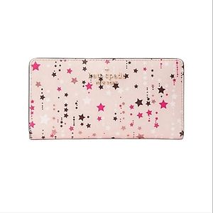 KATE SPADE Star Staci Large Slim Bifold Shimmery Pink Wallet